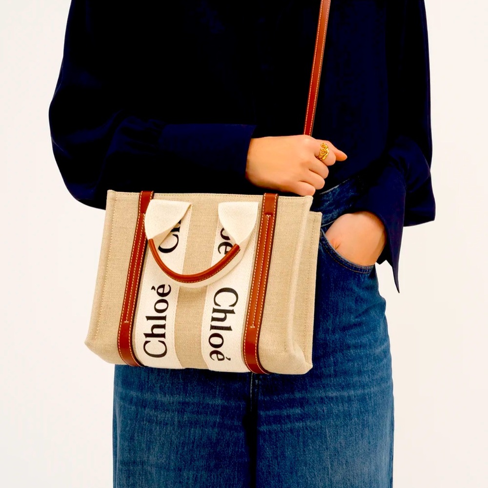 SMALL WOODY TOTE BAG IN LINEN